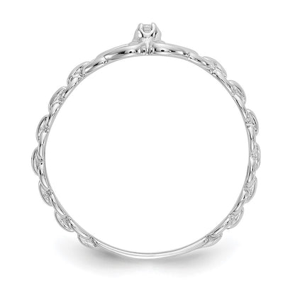 10K White Gold AA Diamond Double Heart Ring