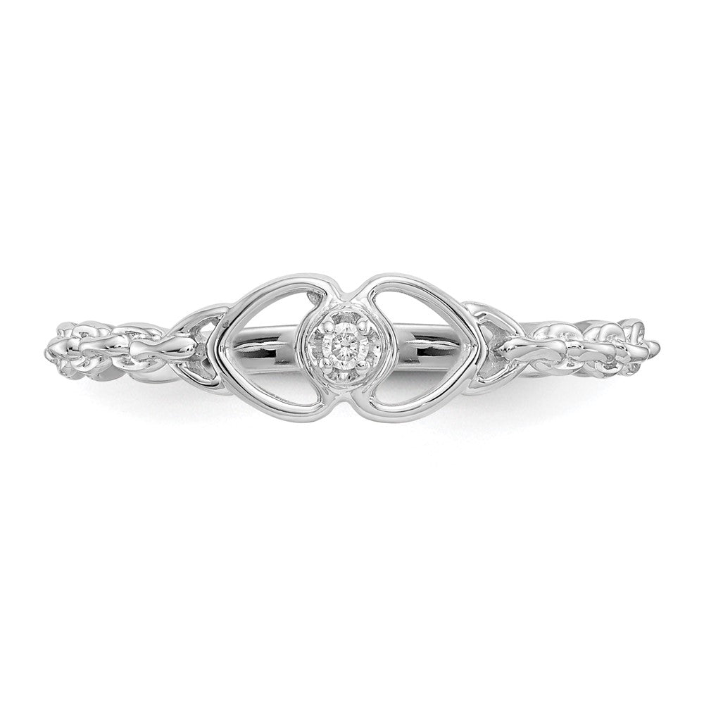 10K White Gold AA Diamond Double Heart Ring
