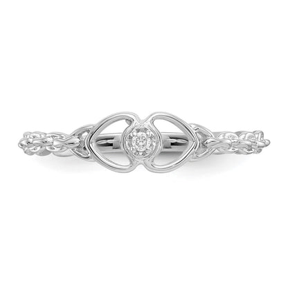 10K White Gold AA Diamond Double Heart Ring