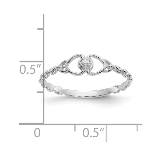 10K White Gold AA Diamond Double Heart Ring