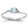 10K White Gold Round Aquamarine and Diamond Ring