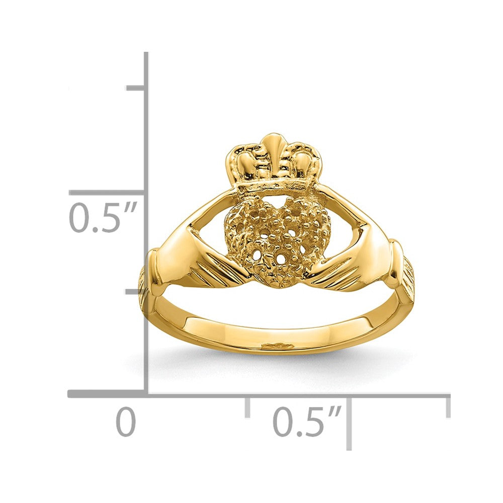10K Holds 9-1.3mm Stones Ladies Claddagh Ring Mounting