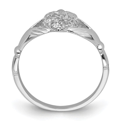 10K White Gold Holds 9-1.3mm Stones Ladies Claddagh Ring Mounting