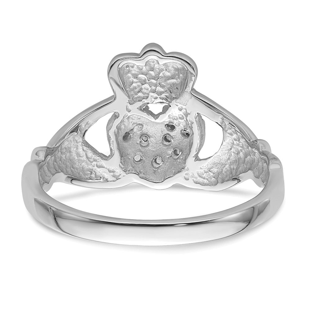 10K White Gold Holds 9-1.3mm Stones Ladies Claddagh Ring Mounting