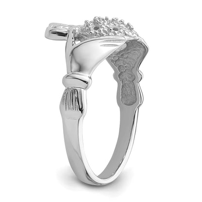 10K White Gold Holds 9-1.3mm Stones Ladies Claddagh Ring Mounting