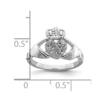10K White Gold Holds 9-1.3mm Stones Ladies Claddagh Ring Mounting