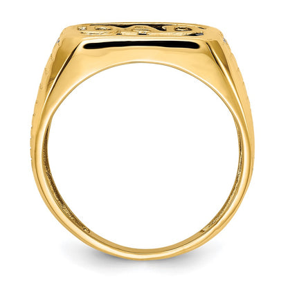 IB Goodman 10K Mens AA Diamond and Onyx DAD Ring