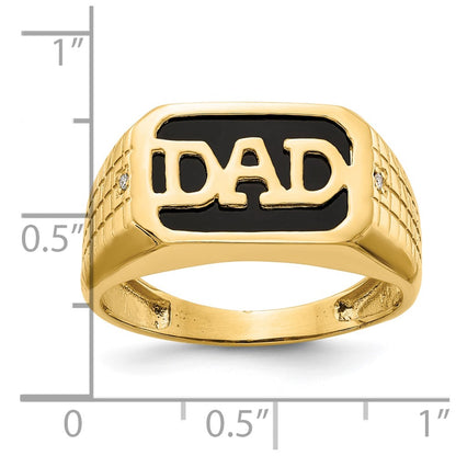 IB Goodman 10K Mens AA Diamond and Onyx DAD Ring