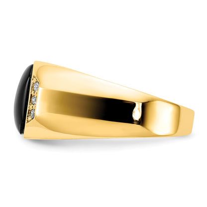 IB Goodman 10k Mens 1/15 carat AA Diamond and 10x8 Octagon Onyx Ring