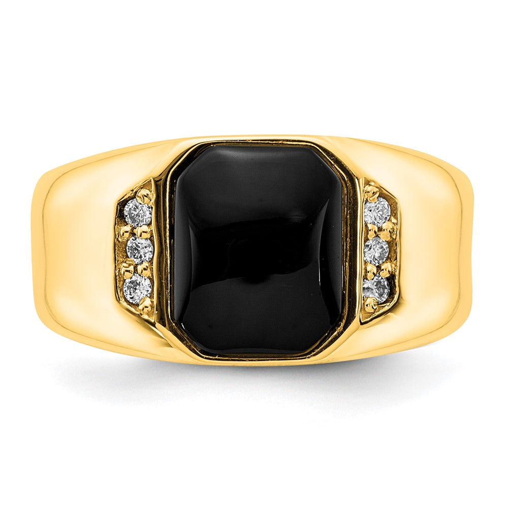 IB Goodman 10k Mens 1/15 carat AA Diamond and 10x8 Octagon Onyx Ring