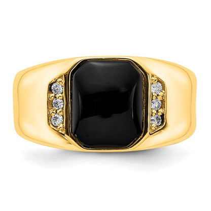 IB Goodman 10k Mens 1/15 carat AA Diamond and 10x8 Octagon Onyx Ring