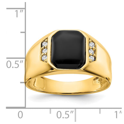 IB Goodman 10k Mens 1/15 carat AA Diamond and 10x8 Octagon Onyx Ring