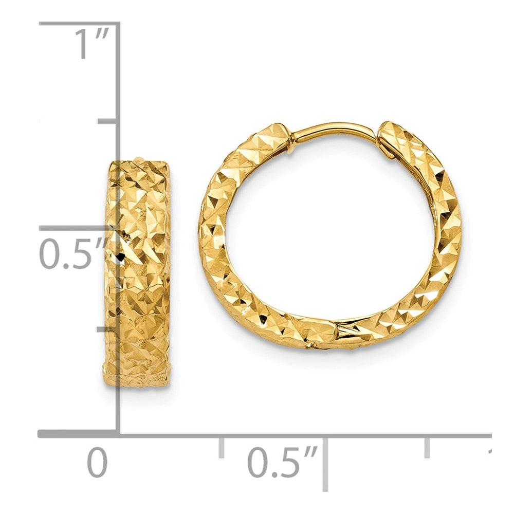 10k Diamond-cut Hinged Hoop Earrings