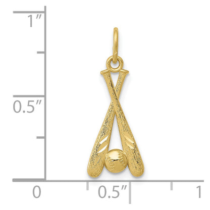 10k Diamond-cut Baseball Bats and Ball Pendant