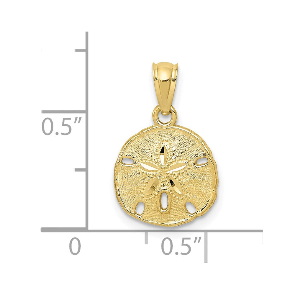 10k Gold Polished & Textured Sand Dollar Pendant