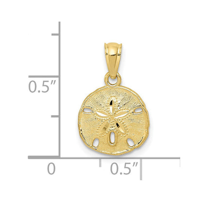 10k Polished and Textured Sand Dollar Pendant