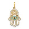 10K Multi-colored CZ Evil Eye Hamsa Pendant