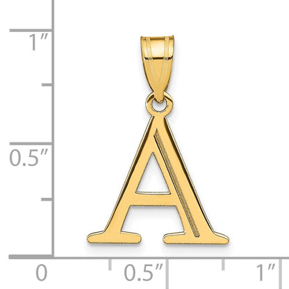 10k Large Polished Etched Letter A Initial Pendant