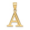 10k Large Polished Etched Letter A Initial Pendant
