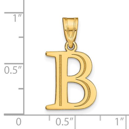 10k Large Polished Etched Letter B Initial Pendant