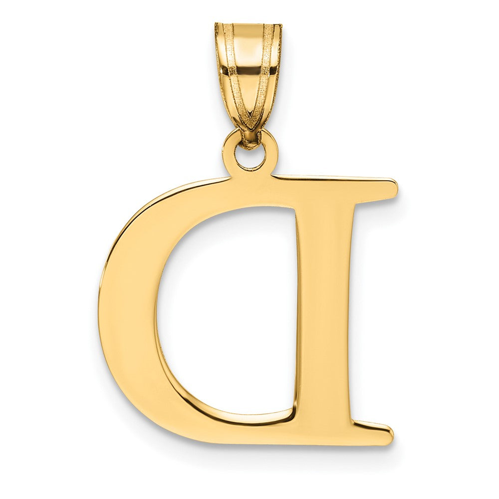 10k Large Polished Etched Letter D Initial Pendant