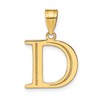 10k Large Polished Etched Letter D Initial Pendant