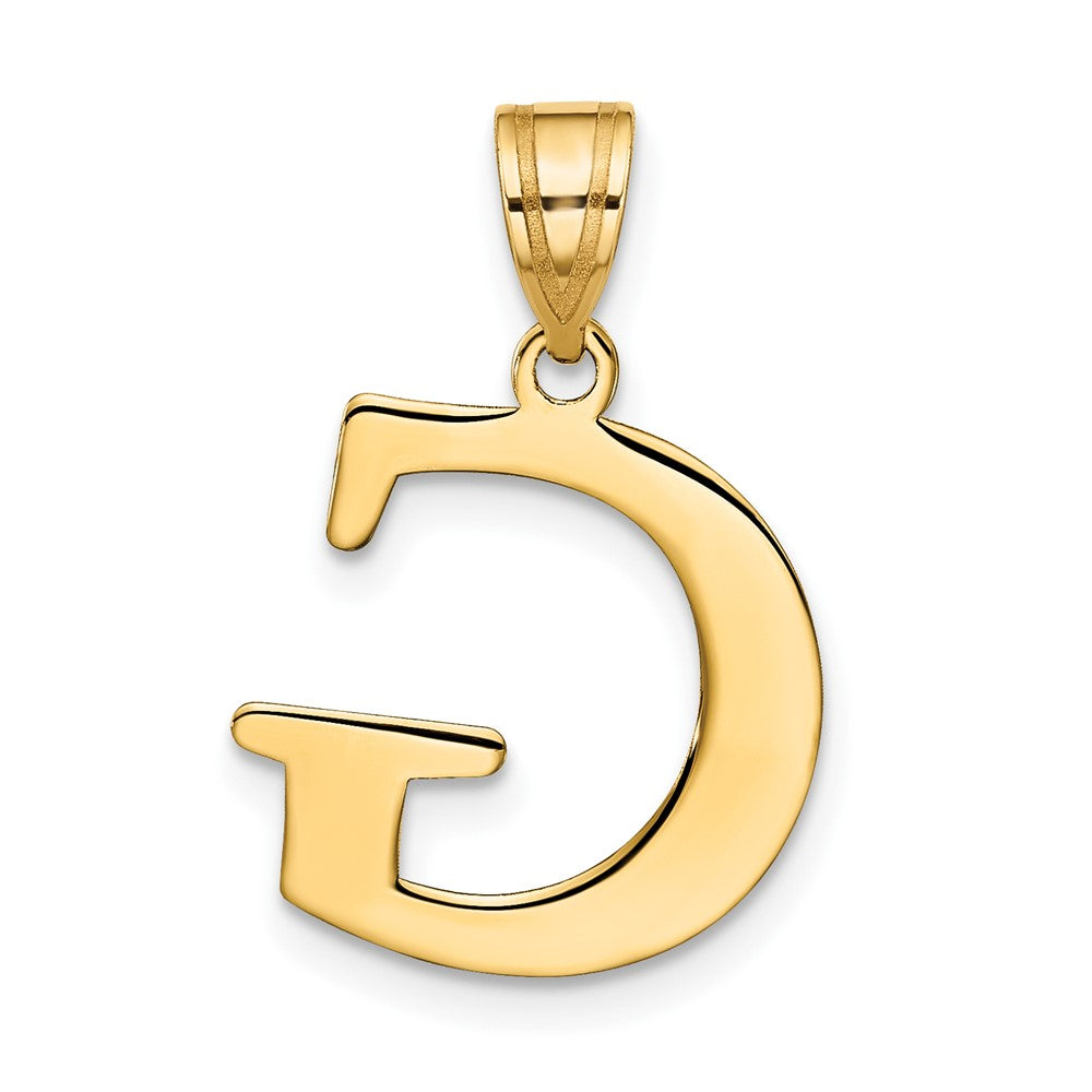10k Large Polished Etched Letter G Initial Pendant