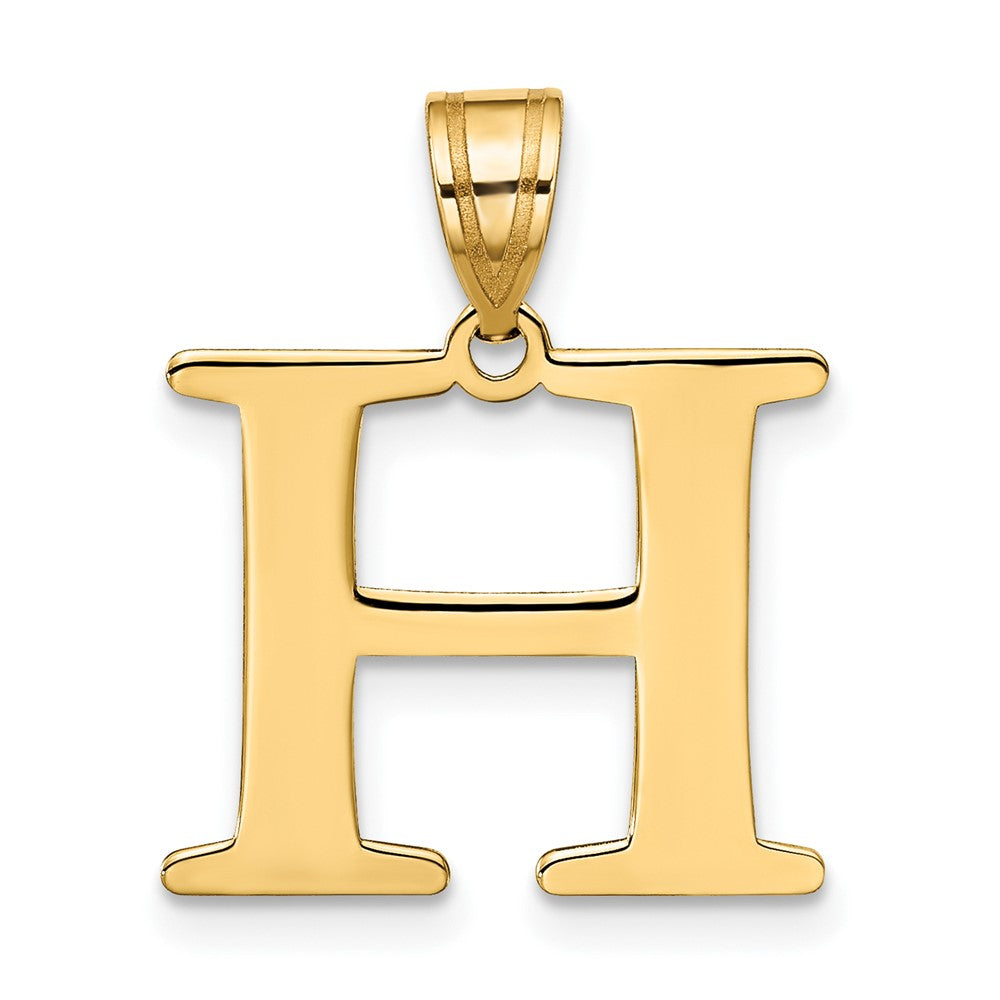 10k Large Polished Etched Letter H Initial Pendant