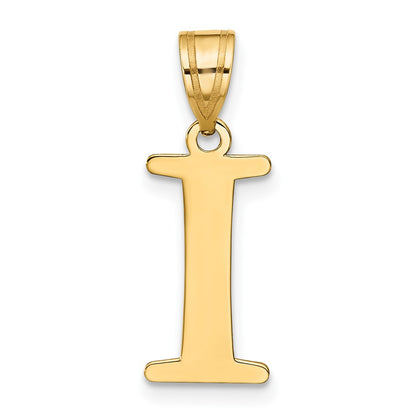 10k Large Polished Etched Letter I Initial Pendant