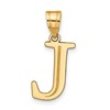 10k Large Polished Etched Letter J Initial Pendant