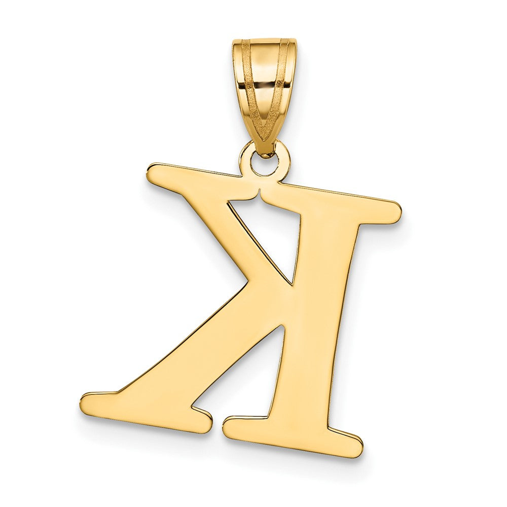 10k Large Polished Etched Letter K Initial Pendant