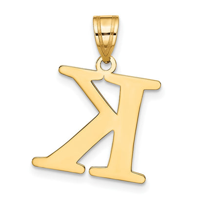 10k Large Polished Etched Letter K Initial Pendant