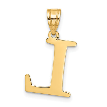 10k Large Polished Etched Letter L Initial Pendant