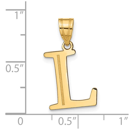 10k Large Polished Etched Letter L Initial Pendant