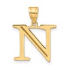 10K Polished Etched Letter N Initial Pendant