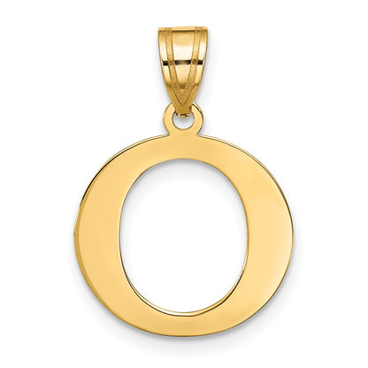 10k Large Polished Etched Letter O Initial Pendant
