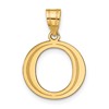 10k Large Polished Etched Letter O Initial Pendant