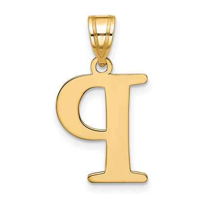 10k Large Polished Etched Letter P Initial Pendant