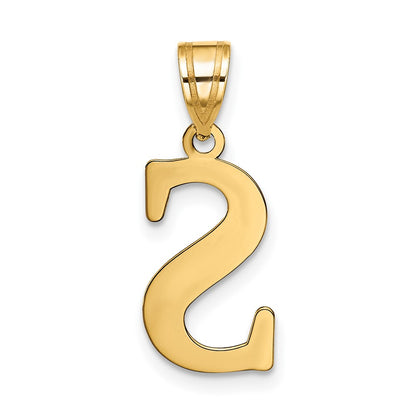 10k Large Polished Etched Letter S Initial Pendant
