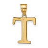 10k Large Polished Etched Letter T Initial Pendant