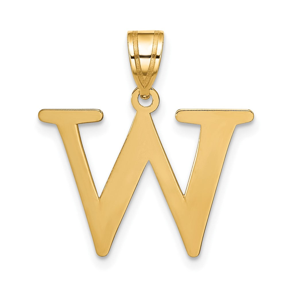 10k Large Polished Etched Letter W Initial Pendant