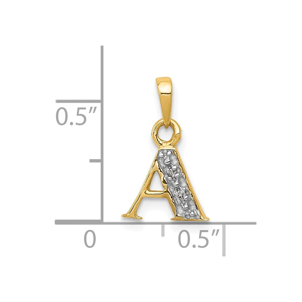 10K and White Rhodium Diamond Initial A Pendant