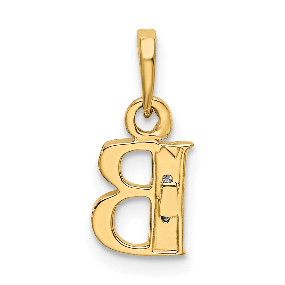 10K and White Rhodium Diamond Initial B Pendant