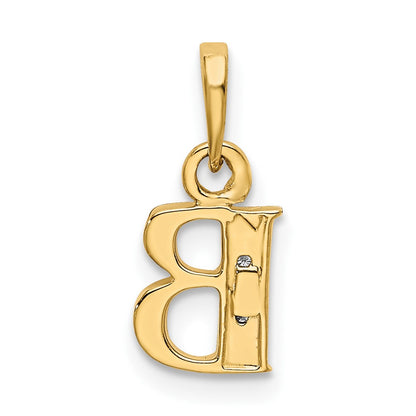 10K and White Rhodium Diamond Initial B Pendant