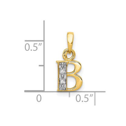 10K and White Rhodium Diamond Initial B Pendant
