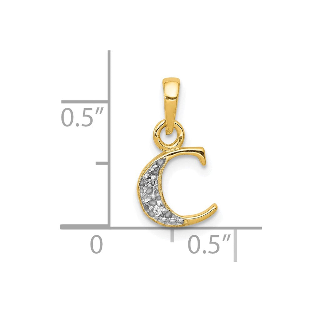 10K and White Rhodium Diamond Initial C Pendant