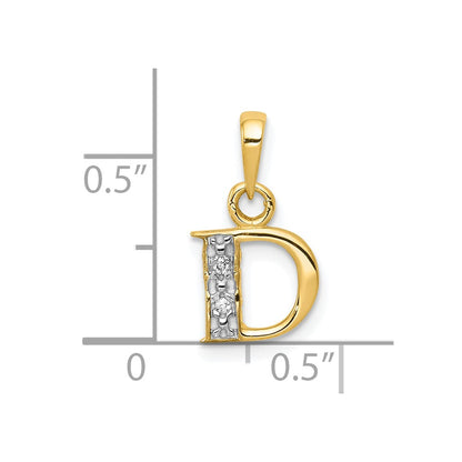 10K and White Rhodium Diamond Initial D Pendant