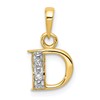 10K and White Rhodium Diamond Initial D Pendant