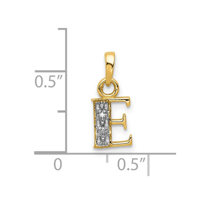 10K and White Rhodium Diamond Initial E Charm
