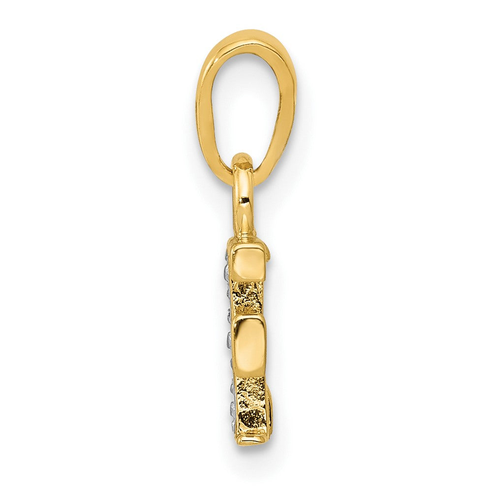 10K and White Rhodium Diamond Initial F Charm